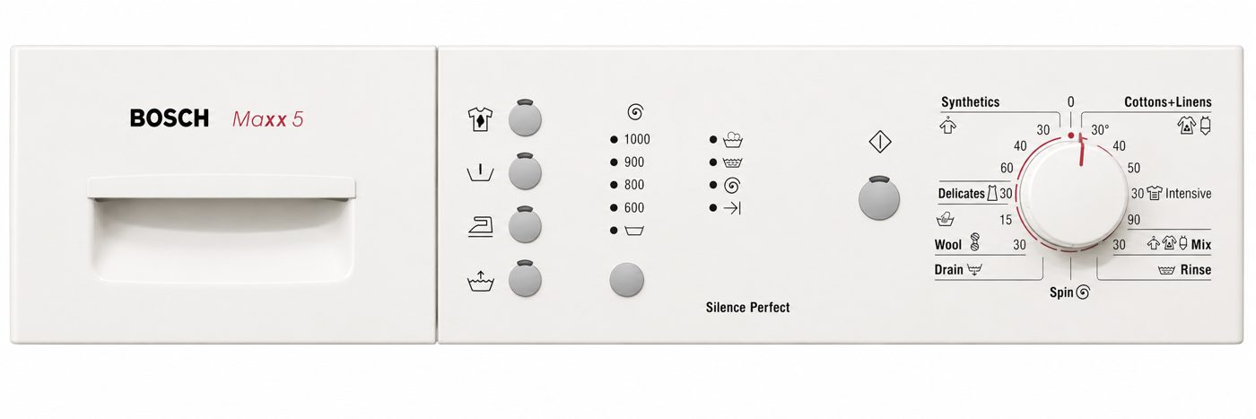 Панель Bosch Maxx 5 без дисплея — лампы отжима 1000/900/800/600 и таз